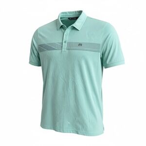 Golf TravisMathew Mens Polo Shirt Mint Green Heathered Chest Stripe Logo Large